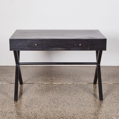 An Ebonised Console Table with Cross Base