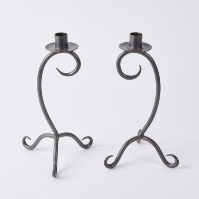A Pair Of Twisted Metal Candle Holders
