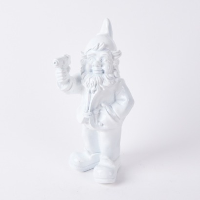 A White Gangster Gnome Figurine