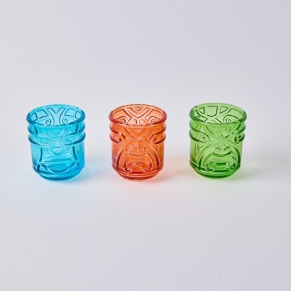 A Trio of Coloured Lono Tiki Glasses