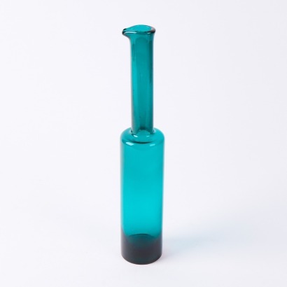 A Signed Nanny Still For Riihimen Lasi, Finland. Vase / Bottle In Turquoise Glass, 1960