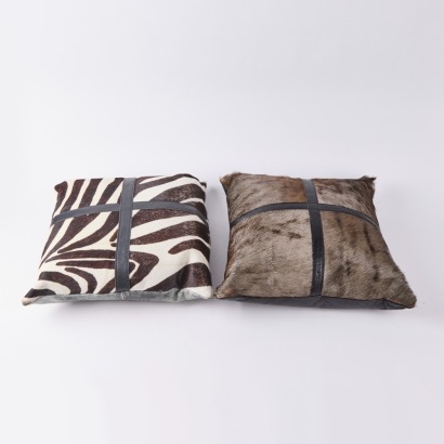 A Pair Of Hide Cushions