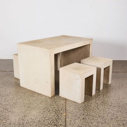 An Outdoor Table and Four Stools Lightweight Concrete Look