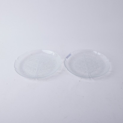 A Pair of Glass Leaf Print Plates