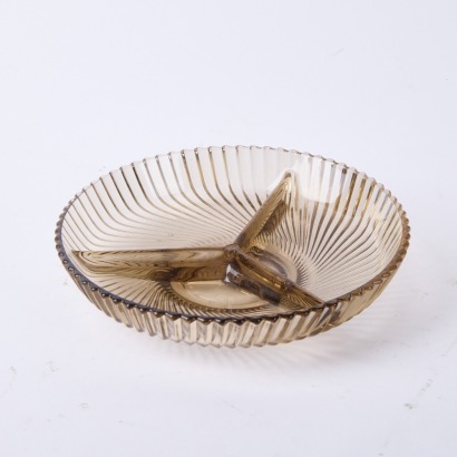 A Smoked Glass Veropa France Compartment Plate