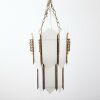 An Art Deco Two Tier Glass Panel Chandelier With Ziggurat Details C.1920