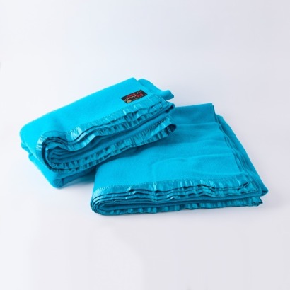 A Pair of Blue Canterbury Robin Wool Blankets