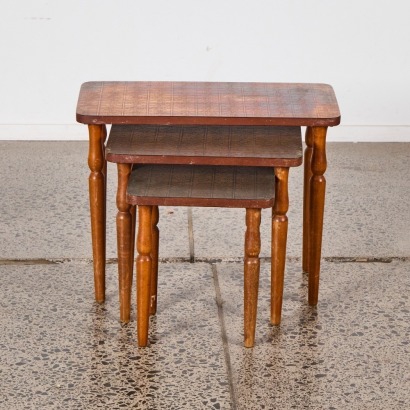 A Trio of Copper Topped Mid-Century Nesting Tables