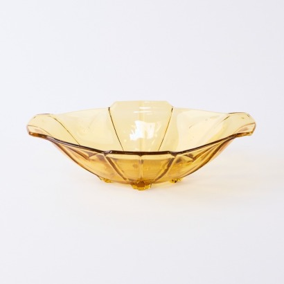 An Amber Glass Ovoid Dish