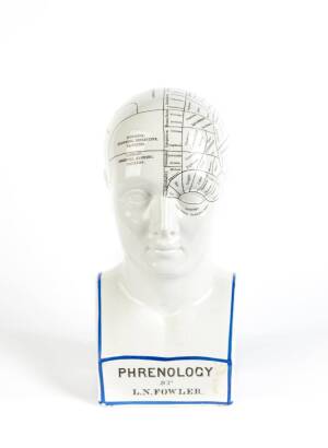 A Vintage White Porcelain Phrenology Bust by 'L N Fowler'