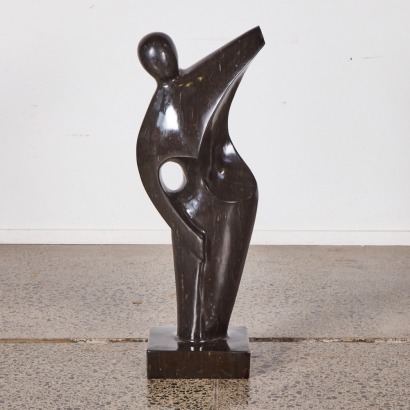 A Large Black Marble Sculpture