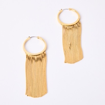 A Michael Kors Gold Tone Hoop & Tassel Earrings