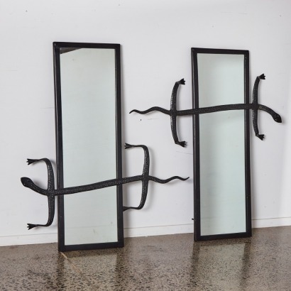 A Pair Of Steel Lizard Mirrors