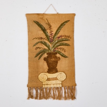 A Vintage 70s Jute Wall Tapestry