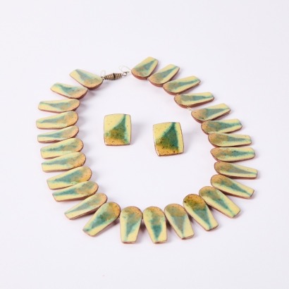 A 1960s Bronsted Danmark Glazed Terracotta Necklace And Earring Set