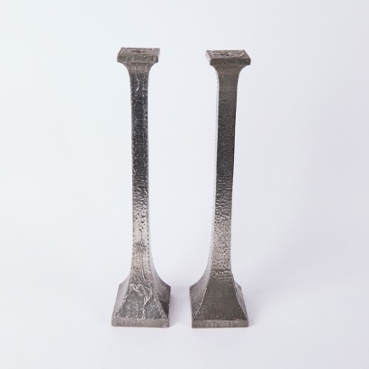 A Pair of Kiwiana Arts and Crafts era Candlesticks Depicting Kiwis and NZ Native Flora