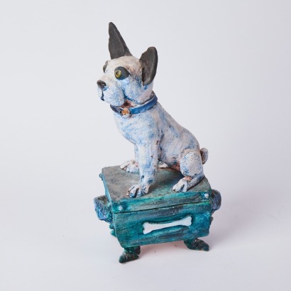 A Helen Perrett Ceramic French Bulldog Dog Box