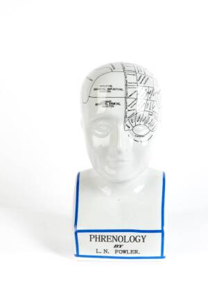 A White Porcelain Phrenology Bust by 'L N Fowler'