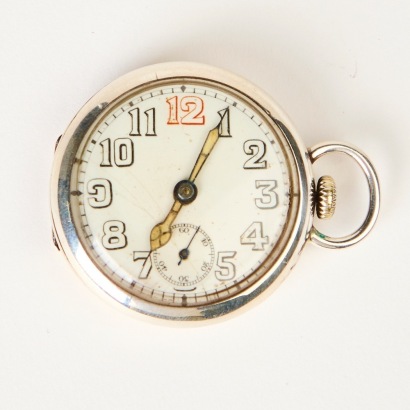 Sterling Silver, 32.8mm Swiss Made Railway Style Fob Pocket Watch