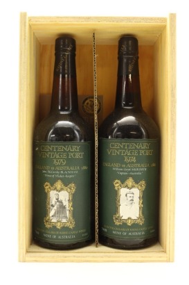 (2) Ashes Cricket Centenary 'Vintage Port' England vs Australia 1880 - 1980, 'Australia's First Test Team', Boxed Set I, Barossa Valley