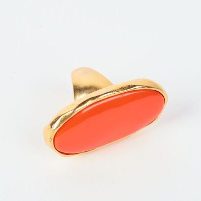 A Kenneth Lane 18K Plated Oval Coral Ring