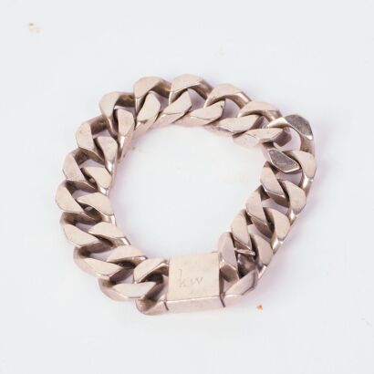 A Vintage Karen Walker Solid Silver Curb Chain Bracelet