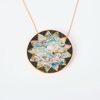 A House Of Harlow 1960'S Inspired Abalone Sunburst Pendant Necklace