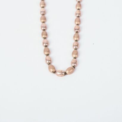 A Vintage Sterling Silver Linked Bead Chain Necklace