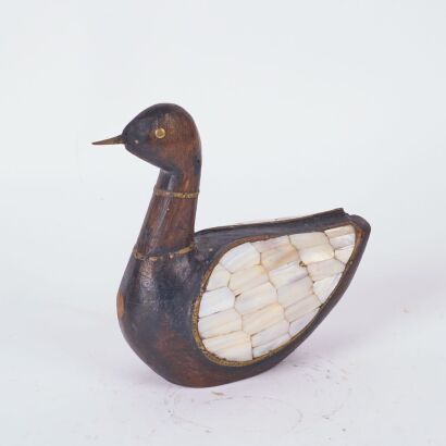 A Duck with Inlaid Mother of Pearl