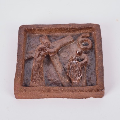 A Deidre Airey Earthenware Tile Number 6 of Stations of the Cross