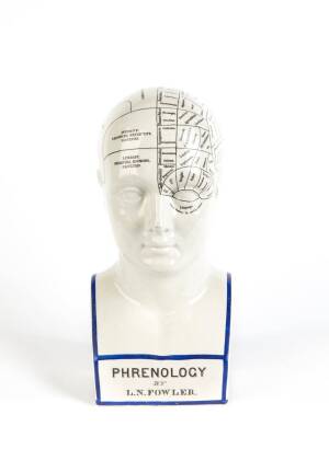 A Vintage White Porcelain Phrenology Bust by 'L N Fowler'