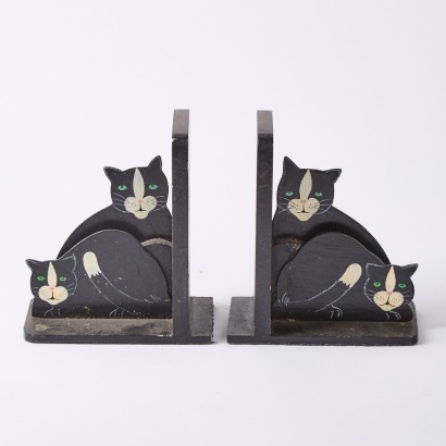 A Pair of Folk Art Cat Bookends