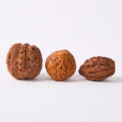 Three Carved Walnuts, China