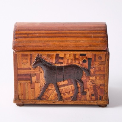 A Folk Art Box with Horse Design