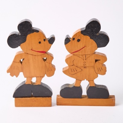 A Pair of Folk Art Micky and Minnie Figures