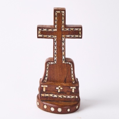 A Crucifix with Mother of Pearl Inlay, Solomon Islands