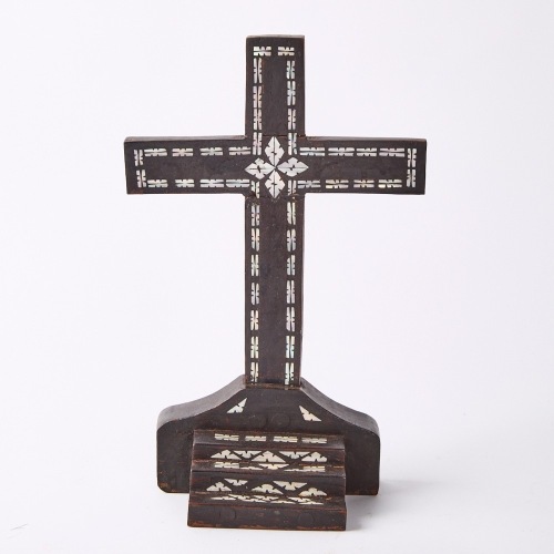 A Crucifix with Mother of Pearl Inlay, Solomon Islands