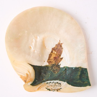 A Hand-Painted Mother of Pearl Shell from Durwin