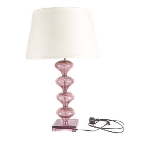 A Contemporary Purple Glass Side Lamp