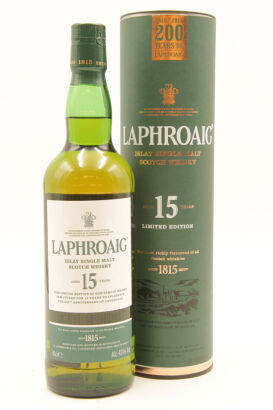 (1) Laphroaig 15 Year Old 200th Anniversary Limited Edition, Single Malt Scotch Whisky 43% abv