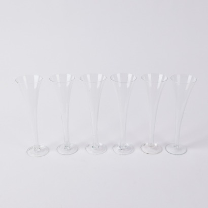 A Set Of Six Hollow stemmed Champagne Flutes