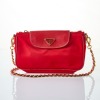 Prada, Red Tessuto Nylon Saffianno Flap Bag