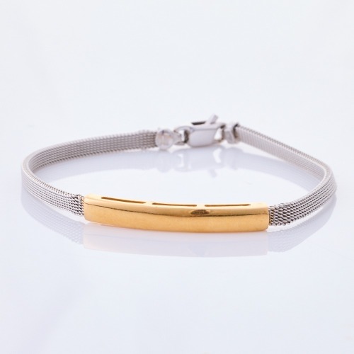 18ct Rose / White Gold, Modern, 18cm Flexible Mesh Bracelet, made in Italy