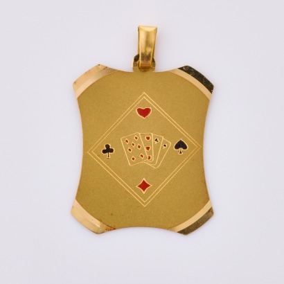 18ct Yellow Gold, Fancy Shaped Poker Pendant