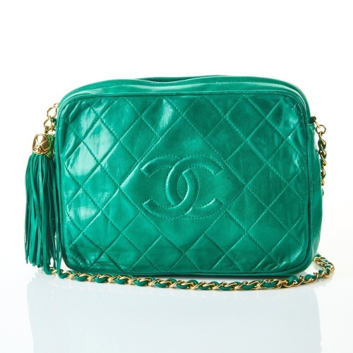 Chanel, Green Lambskin Tassel Camera Bag