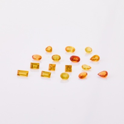Parcel of Sixteen, Small Loose Mixed Cut Orange- Yellow Sapphires totalling 7.79cts