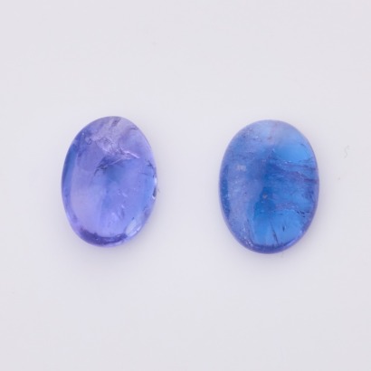 One Pair of Loose, Oval 8.15ct Cabochon Cut Tanzanites