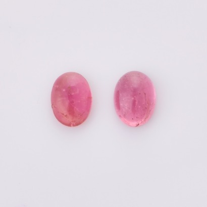 One Pair of Loose, Oval 4.14ct Cabochon Cut Tourmalines