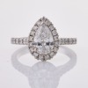 Naveya & Sloane, Platinum, .77ct Pear Shape Diamond / .49ct Diamond Set Ring with Box