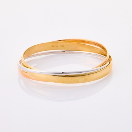 10ct Tri-colour Gold, Interlocked, Round Bangles